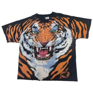 VTG 1995 Liquid Blue Tiger Shirt XL All Over Print AOP 90s Single Stitch USA