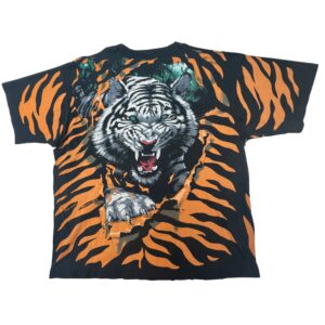 VTG 1995 Liquid Blue Tiger Shirt XL All Over Print AOP 90s Single Stitch USA