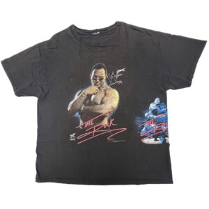 00s VTG WWF The Rock Layin Smack Down Shirt Thrashed Faded Double Sided Y2K 2000