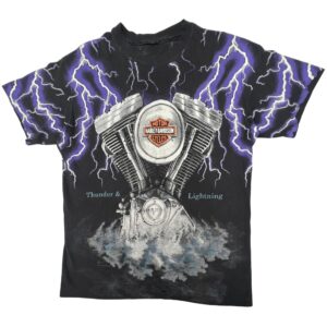 VTG 90s Harley Davidson Thunder Lightning AOP Shirt Single Stitch Vintage Grail