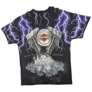 VTG 90s Harley Davidson Thunder Lightning AOP Shirt Single Stitch Vintage Grail