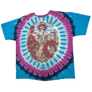 1995 Vintage Grateful Dead 30 Years Shirt 2XL Liquid Blue Tie Dye Skeleton Roses