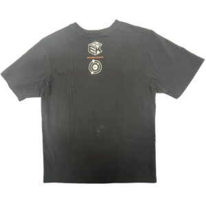 Authentic EVISU KURO Selenophile T-Shirt M Black Graphic Plastisol 3D Logo Y2K