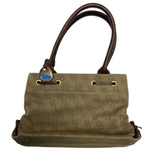 Vintage Dooney Bourke Signature Canvas Drawstring Tote USA Blue Duck Tassel Bag