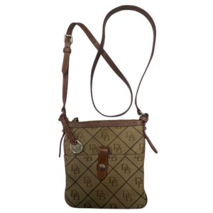 Vintage Dooney & Bourke Signature Canvas Letter Carrier Crossbody Bag Brown Y2K