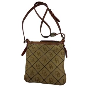 Vintage Dooney & Bourke Signature Canvas Letter Carrier Crossbody Bag Brown Y2K