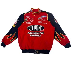 Vintage Jeff Gordon #24 DuPont NASCAR Racing Jacket L Chase Authentic Red Twill