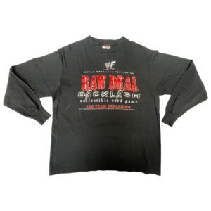 00s VTG WWF Raw Deal Card Game Shirt L Tee Jays Long Sleeve Wrestling Y2K 2001