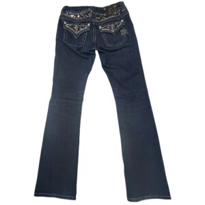 VTG Y2K Miss Me Easy Boot Jeans 27 Dark Wash Sequin Rhinestone JE5731E2X