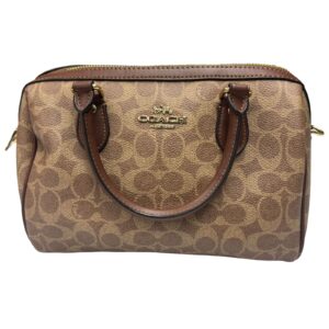 COACH Rowan Satchel Bag CV961 Signature Canvas Khaki Brown Top Handle No Strap
