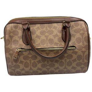 COACH Rowan Satchel Bag CV961 Signature Canvas Khaki Brown Top Handle No Strap