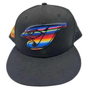 New Era 59FIFTY Toronto Blue Jays Serape Logo Hat Size 8 Black 30th Season Patch