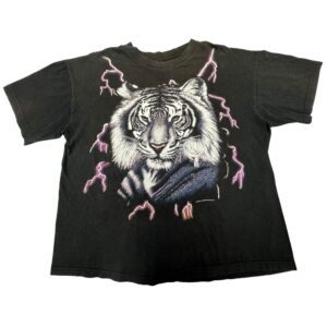 Vintage 90s USA Thunder Tiger Lightning T-Shirt All Over Print AOP Distressed