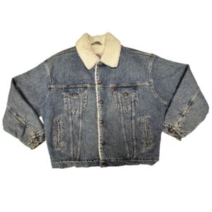 90s Vintage Levi’s 70609 Sherpa Lined Denim Trucker Jacket USA Made Men’s Large