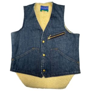 VTG 70s H.W. Carter & Sons Denim Vest Pile Lined Watch The Wear Workwear Men's S