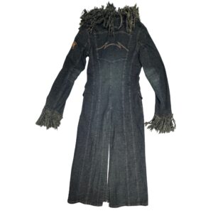 Vintage Y2K Parasuco Ergonomic Denim Maxi Coat Trim Trench Jacket Women