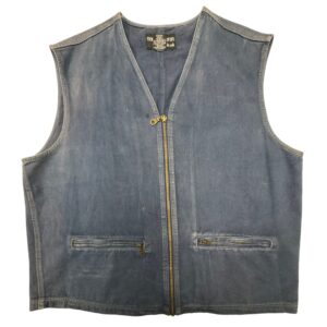 1990's Vintage Pelle Pelle Marc Buchanan Denim Vest XXL Embroidered Big Logo Y2K
