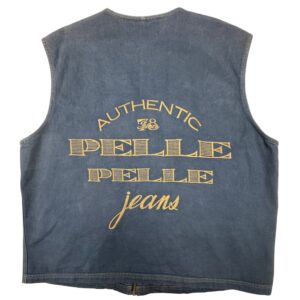 1990's Vintage Pelle Pelle Marc Buchanan Denim Vest XXL Embroidered Big Logo Y2K