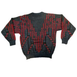 1990s Vintage Sir William Knit Sweater L NWT Deadstock Blue Red Geometric