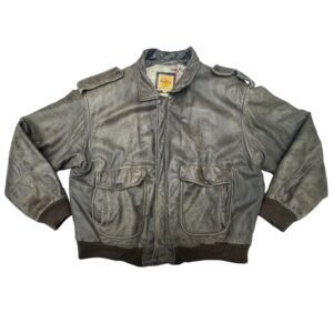 90's VTG Hard Rock Café Copenhagen Leather Bomber Jacket XL Map Lined Distressed