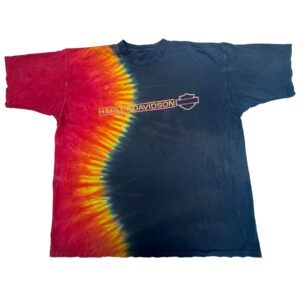 VTG 1999 2000 Harley Davidson Myrtle Beach Tie Dye T-Shirt Flame Fire Graphic