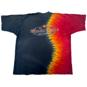 VTG 1999 2000 Harley Davidson Myrtle Beach Tie Dye T-Shirt Flame Fire Graphic